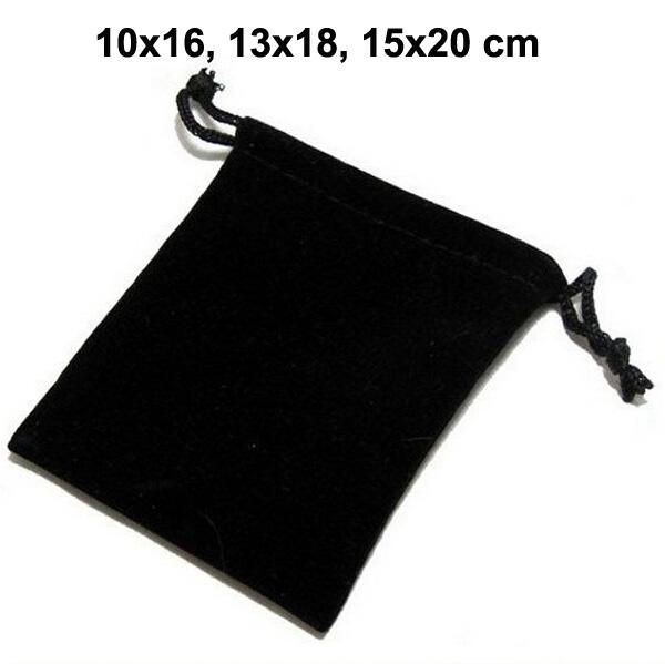 50pcs/lot 10x16, 13x18, 15x20 cm Black/Blue/Red Drawstring Pouches Velvet Bags For Jewelry Christmas Packaging Bags Gift Bag