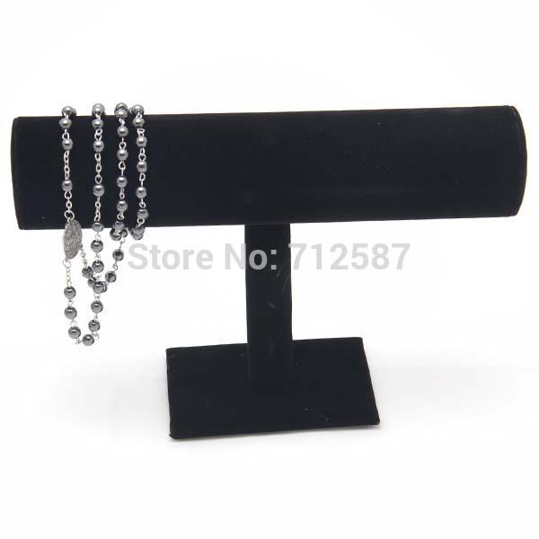 Black Velvet Bracelet Chain Watch T-Bar Rack Jewelry Hard Display Stand Holder shipping