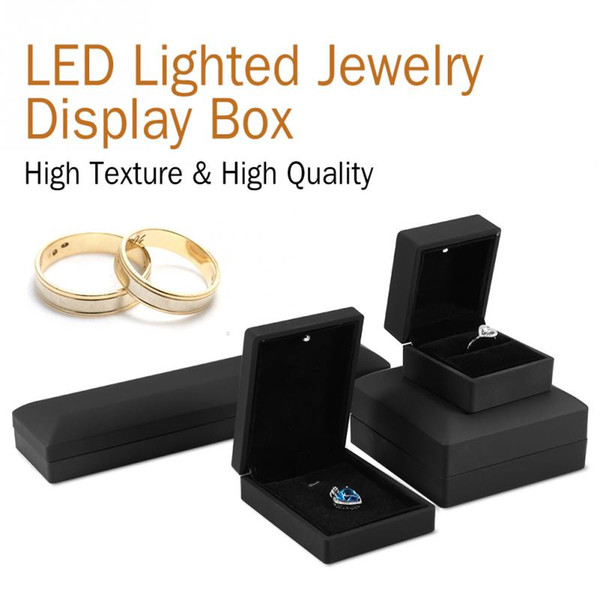 LED Lighted Jewelry Box Ring/Pendant/Bracelet/Necklace Jewelry Display Case Gift Storage Box 4Types Wedding Engagement Ring