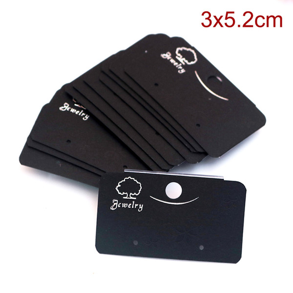 Wholesale Jewelry Card 200pcs/lot 3*5.2cm Black Plastic PVC Stud Earring Card Customized Logo Jewelry Display Packaging Card Tags