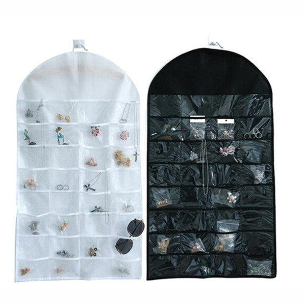 32 Pockets Jewelry Hanging Organizer Earring Necklace Jewelry Display Holder Dual Sided Jewellery Storage Display Pouch