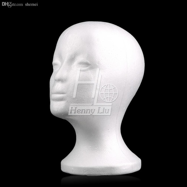 Wholesale-Hot Female Styrofoam Foam Mannequin Manikin Head Model Wig hair Glasses Hat Jewelry Display free shipping