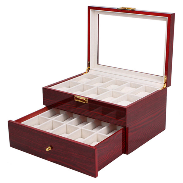 20 Grids Watch Display Box Lacquer Wood MDF Multifunction Watches Box Holder Case for Expensive Jewelry Watch Storage Free DHL
