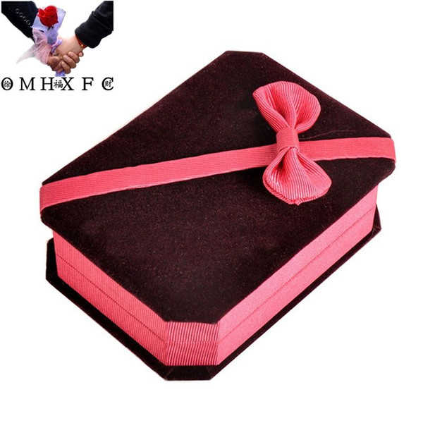 OMHXFC Wholesale Fashion Elegant Wine Red Velvet Pendant Necklace Packaging Accessories Jewelry Diaplay Gift Packing Box GB04