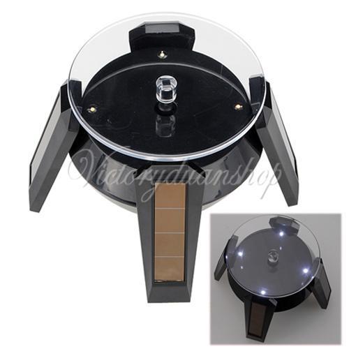 Free Shipping LED Solar Powered 360 Degree Rotate Rotary Turntable Turn Table Display Stand Phone Jewelry Charging By Sunlight,dandys