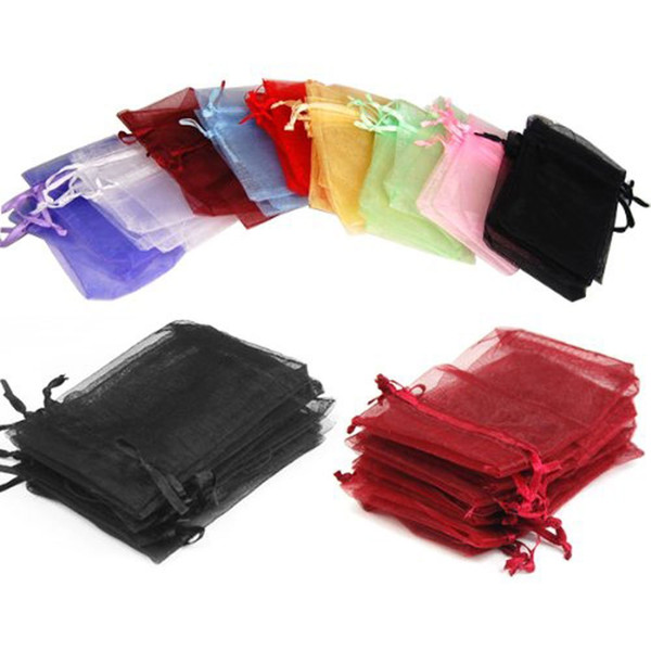 100pcs Organza Bags Mixed Color Jewelry Candy Gift Packing Pouches Wedding Party Decoration 7x9cm