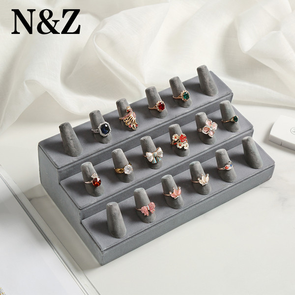 N&Z 25.5*14.5*7.5cm Grey Ring Display Stand Holder Place 18pcs Ring Jewelry Display Tray Exhibitor WSY-14