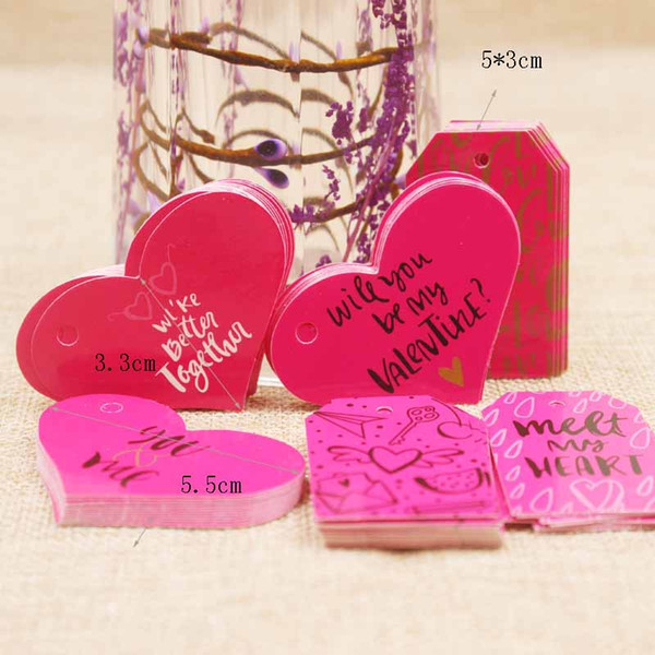 Zerong heart shape gift label tag , Thank you wedding my love tag .pink jewelry card .Lovey marriage label card 100pcs