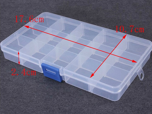 Plastic 15 Slots Jewelry( Adjustable) Tool Box Case Craft Organizer carrying cases Storage Beads jewelry finding boxes F2414