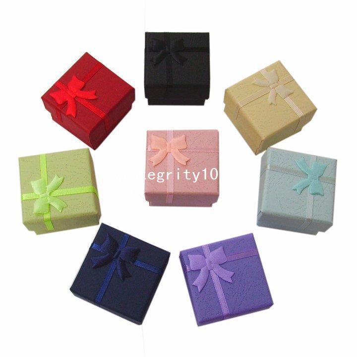 Free shipping Mix Color Gift Paper Stripe Jewelry Boxes, Ring cases, Earring Box Size 4*4cm