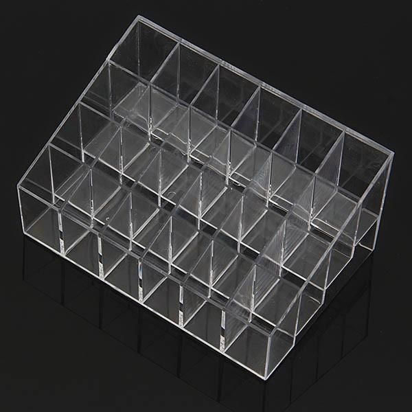 Wholesale- new Free shipping Clear Acrylic 24 Lipstick Holder Display Stand Cosmetic Organizer Makeup Case # 9014