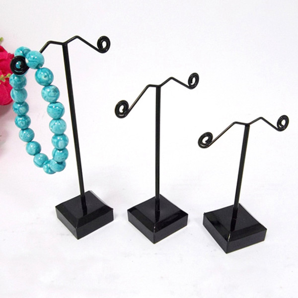 2016 3pcs/set New Black Acrylic Earrings Necklace Jewelry Display Metal Stand Rack Holder For Tassel Dangle Earrings