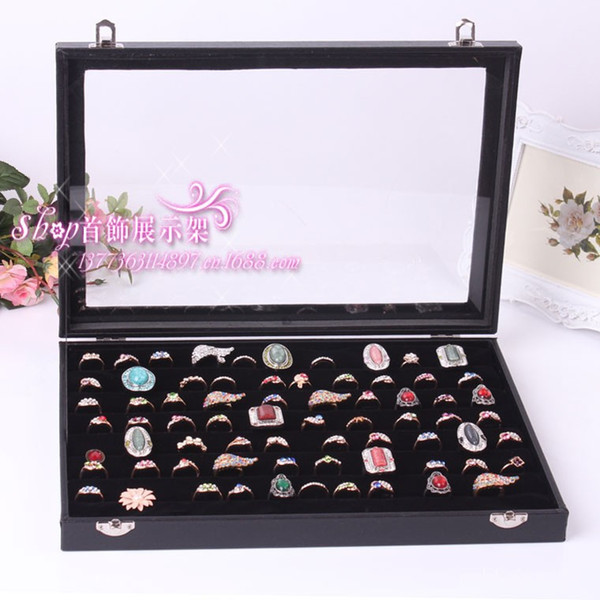High-end multi-functional glass lid ring earrings jewelry box display storage box factory direct wholesale spot