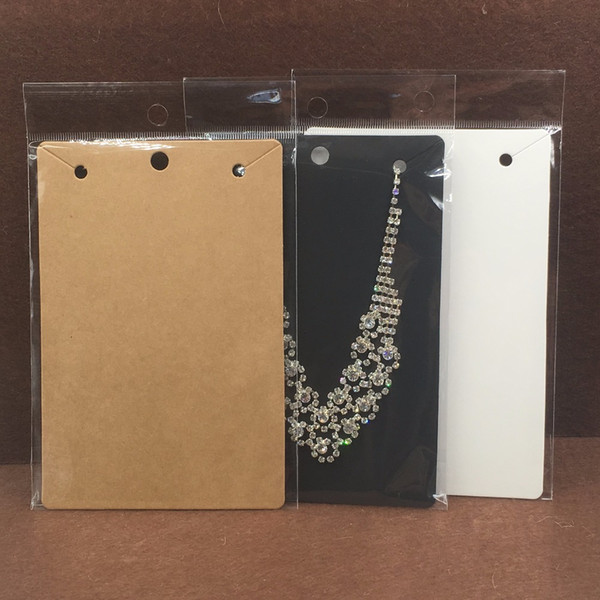 50pcs 15*10cm Kraft Necklace Cards+50pcs OPP Bags, Big Necklace Packaging Displays Card and Blank Pendant Paper Cards