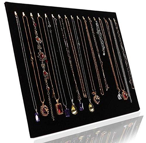 Black Velvet 17 Hook Necklace Jewelry Tray Display Organizer