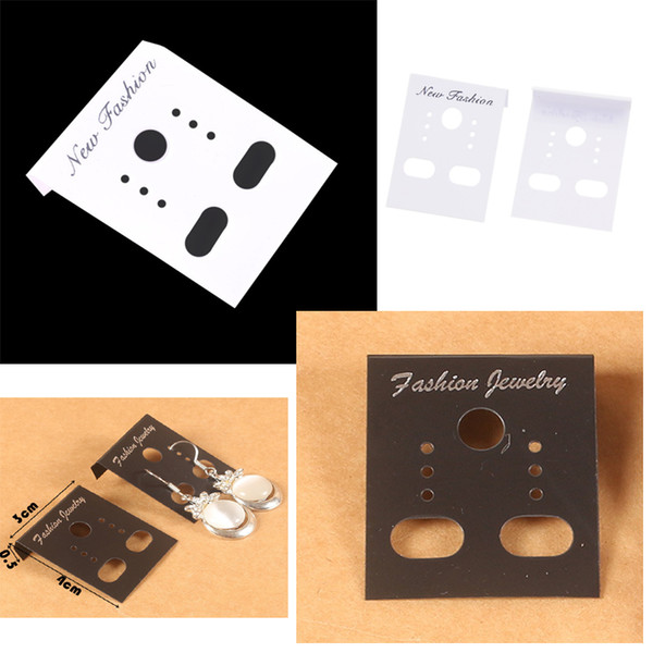 Wholesale-3000pcs/lot Fashion White black Jewelry Earrings Packaging Display Cards plastic Tags 4*3cm Hanging Tags Can Customized size