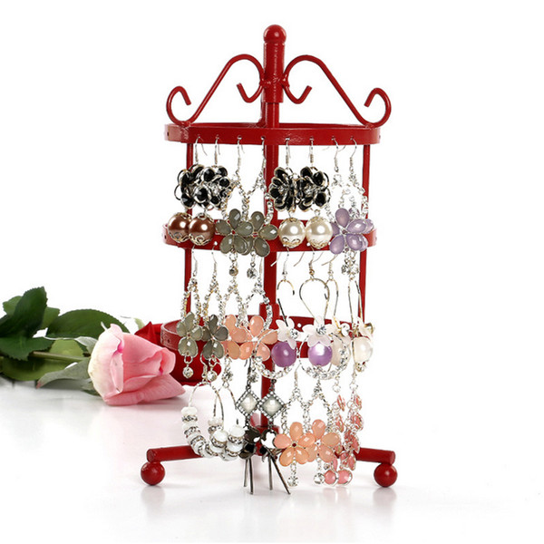 Mordoa Free Shipping New 72 Holes Earring Jewelry Display Storage Stand Metal Revolving Necklace Jewelry Display Rack Holder