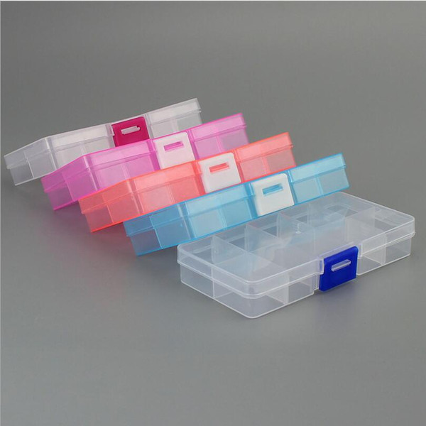 10 Slots ( Adjustable) Plastic Jewelry Box Storage Case Craft Jewelry Organizer Beads Diy Making joyero organizador Z28