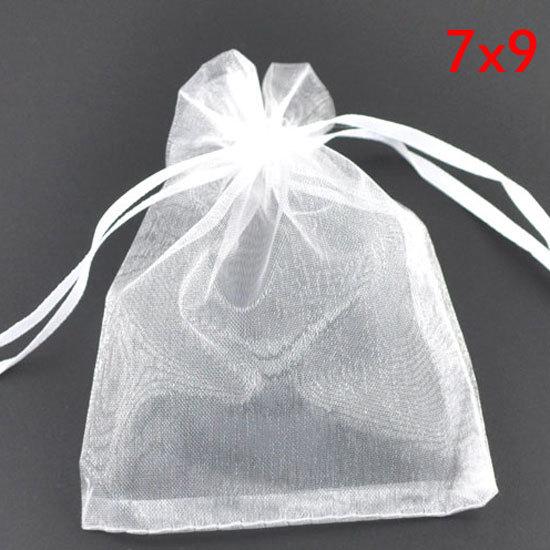 Jewelry Accessories Jewelry Packaging Display wholesale 100 White Drawable Organza Wedding Gift Bags&Pouches 9x7cm(W00445 X 1)