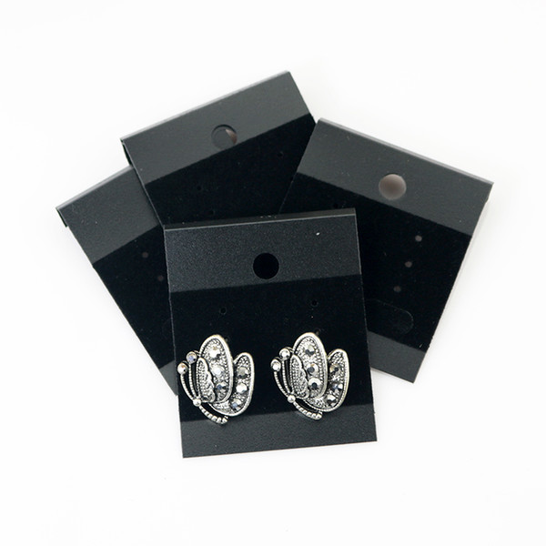 China Jewelry Packaging Card Wholesale 200pcs/lot 4.3*5.2cm Black Plalstic PVC Velvet Fashion Jewelry Stud Earrings Display Hanging Tags