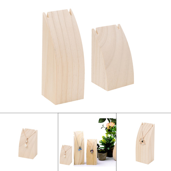 MagiDeal 2Pcs Natural Wooden Necklace Display Stand Organizer Holder Rack