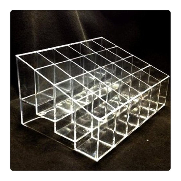 Hot Cosmetic Makeup Organizer Jewelry Display 24 Stand Transparent Plastic Trapezoid Acrylic Makeup Cosmetic Organizer Display Stand