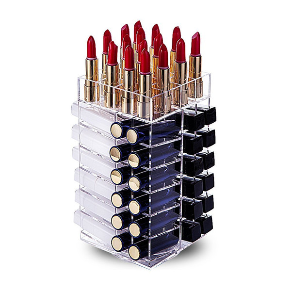 BESTLIFE High Quality Acrylic Rotatable Lipstick Organizer,makeup display Holder(L115mmx W115mmxH 255mm)