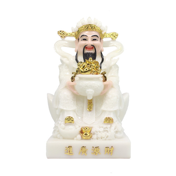 Chinese Mascot prosperity fortune wealth thriving business White Marble figure Buddha sitting room home consecrate medallio luck