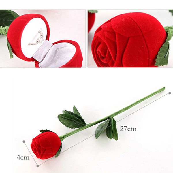 1Pcs Earrings Storage Display Holder Red Rose Jewelry Box Wedding Ring Gift Case