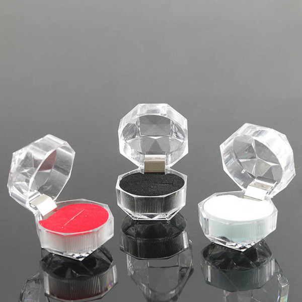 20pcs/lot Wedding Engagement Ring Box For Ring Earring Box Acrylic Transparent Jewelry Display Gift Holder Packaging