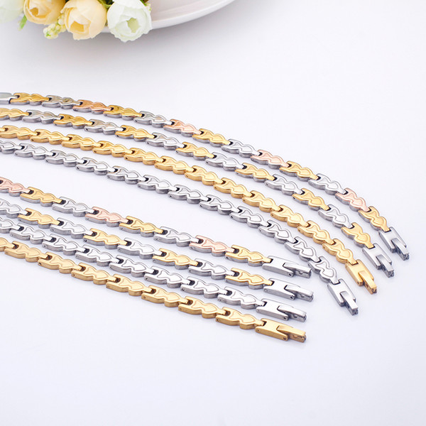 Wholesale 4 Colors Personalise Jewelry Set For Women Stainless Steel Necklace & Bracelet For Girls Lovely Jewelry