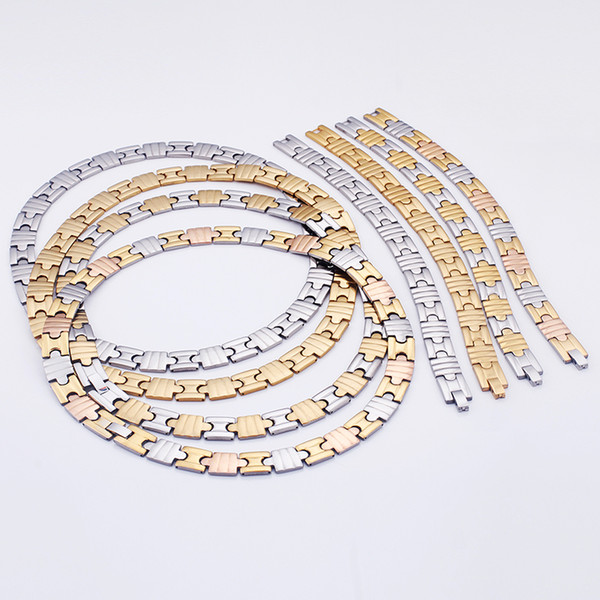 Wholesale Women Female Fashion Jewelry Set Stainless Steel Necklace & Bracelet Set Bride Costume Jewelry Accessories 2018