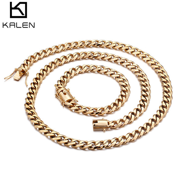 Necklaces For Men Wholesale 3 Size Gold / Silver Stainless Steel Chains Necklaces Manufacturer OEM Jewelry Customize KALEN