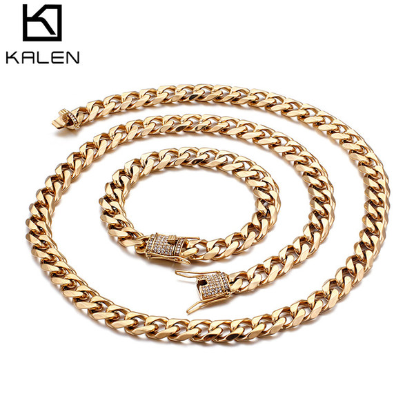 Necklaces For Men Chains Manufacturer in China 3 Size Gold / Silver Stainless Steel Zircon Necklaces Manufacturer OEM Jewelry