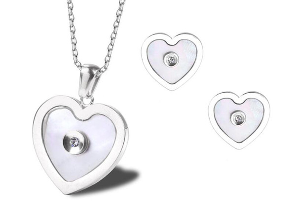 Cheap Stainless steel jewelry sets,18K gold jewelry Heart Necklace earrings women jewelry sets free shipping cost fashion accessory