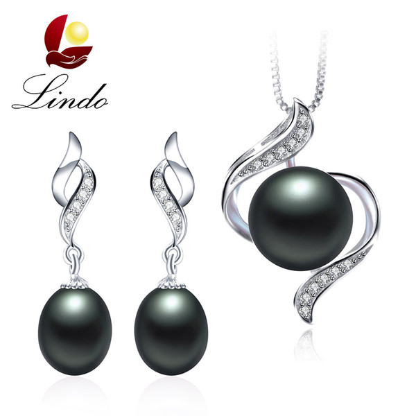 925 Silver Earrings Top Quality 100% Natural Freshwater Pearl Pendant Necklace Wedding Jewelry Sets with Gift Box