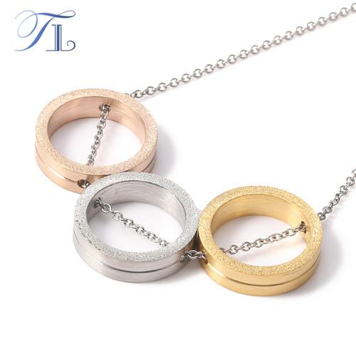 TL A&N Stainless Steel Jewelry Sets For Women Three Color Shiny Hollow Circle Ring Necklace Golden Earrings Noble Girls Jewelry Set