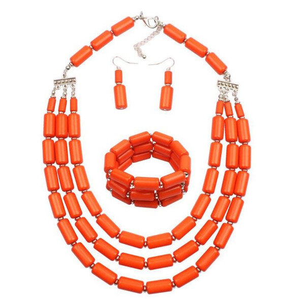 Three piece Set of Colored Beads Hand made Beads with Multi layer Necklace Set free shipping