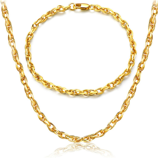 Cuban Miami Link Chain Bracelet For Women Jewelry Set Clasp Stainless Steel Gold Hip Hop Necklace Chain Jewelry Set