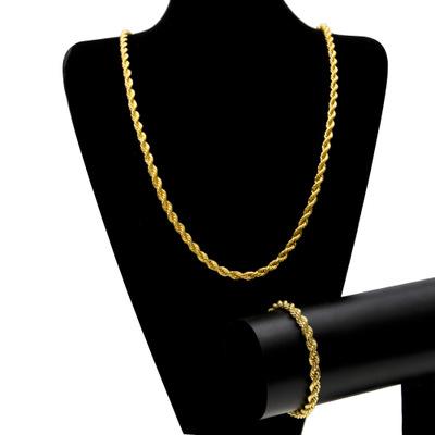 Mens hip hop jewelry 6mm gold plated bracelet & necklace chain sets hiphop Stainless steel jewelry set accessories