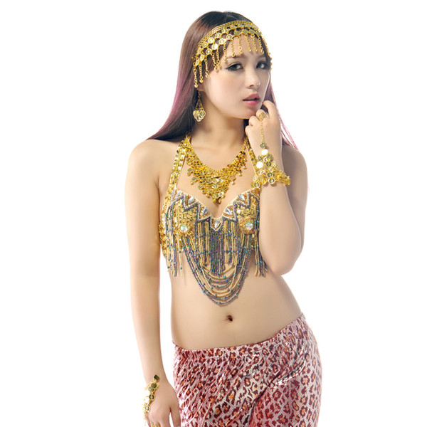 BELLY DANCE HEADPIECE NECKLACE BRACELETS EARRINGS COSTUME JEWELRY BOLLYWOOD DANCING PROPS Belly Dance Jewelry Sets Free shipping