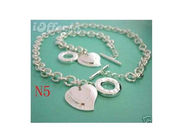 Designer Jewelry Heart lock New Jewelry Sets 925 Sterling Silver Bracelet and Necklace Sets Fashion womens Jewelry Sets with box glitter2009