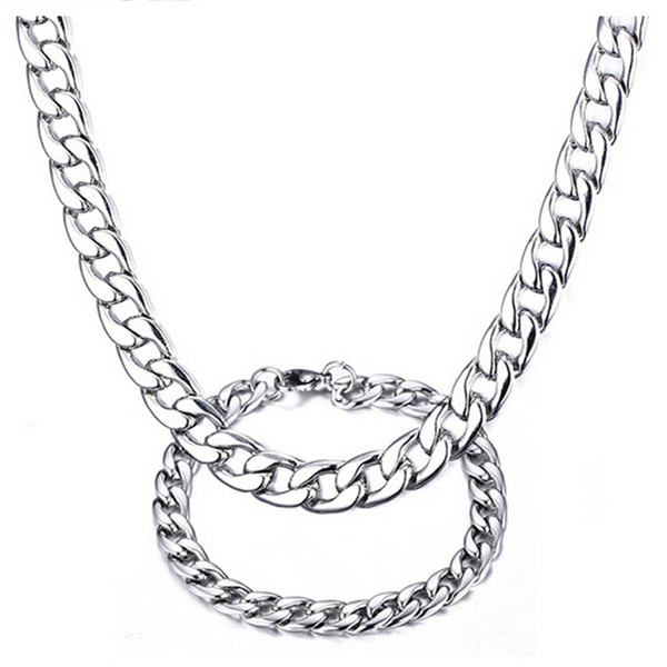 ZHF Jewelry Unique white gold plated necklace Titanium steel men set (necklace+bracelet) Men's gift Fine Jewelry Jewelry sets