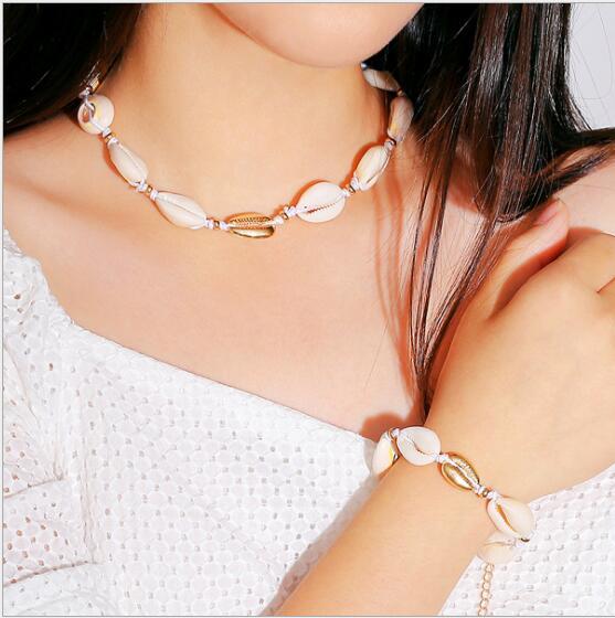 Gold and silver bohemian handmade vintage shell necklace female simple alloy accessories hot accessoriesxr