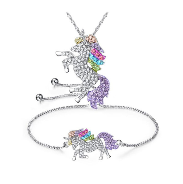 Romantic Unicorn Bracelet and Necklace Set Fashion Creative Designer Jewelry New Chain Bracelets Necklace For Women