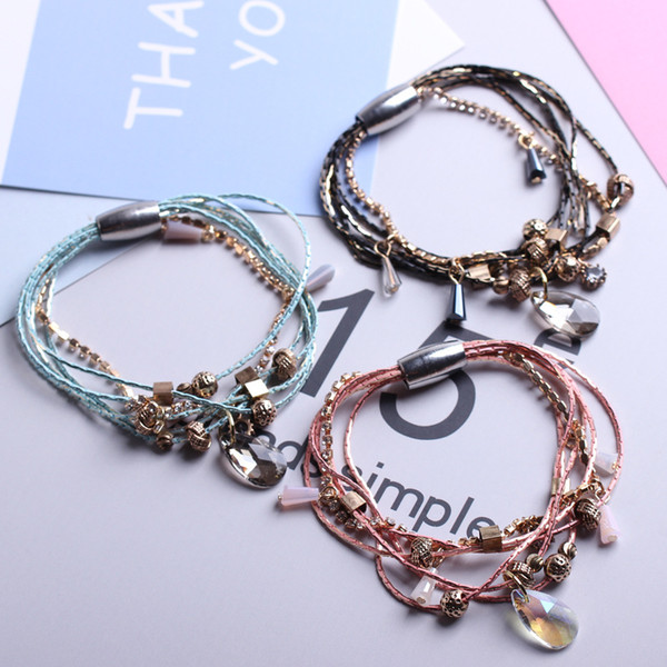 new European and American alloy creative personality bracelet jewelry wholesale drop-shaped suction buckle bracelet