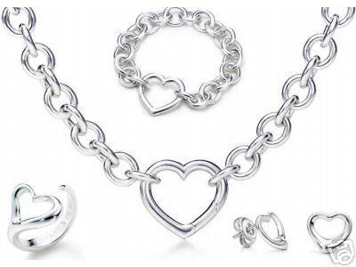 Designer Jewelry Heart lock New Jewelry Sets 925 Sterling Silver Bracelet and Necklace Sets Fashion womens Jewelry Sets with box glitter2009