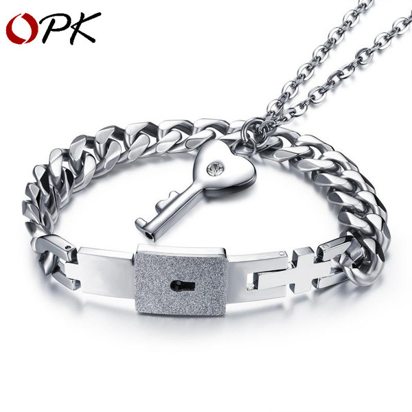 Summer New Concentric Lock Couple Bracelet A Female Lock Titanium Steel Key Necklace Jewelry for Men