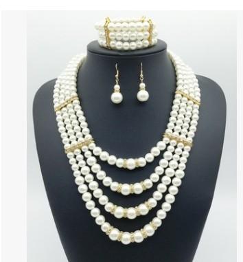 Stuning New Pearl Choker Necklace Bracelet earings set