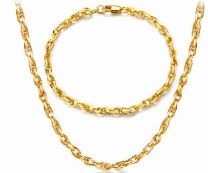 noble high quality low price gold filled men's set necklace(50cm) bracelet(20cm)tgfg